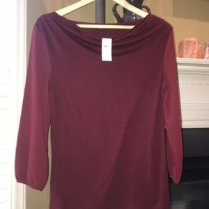 Ann Taylor Burgundy Draped Front Blouse
